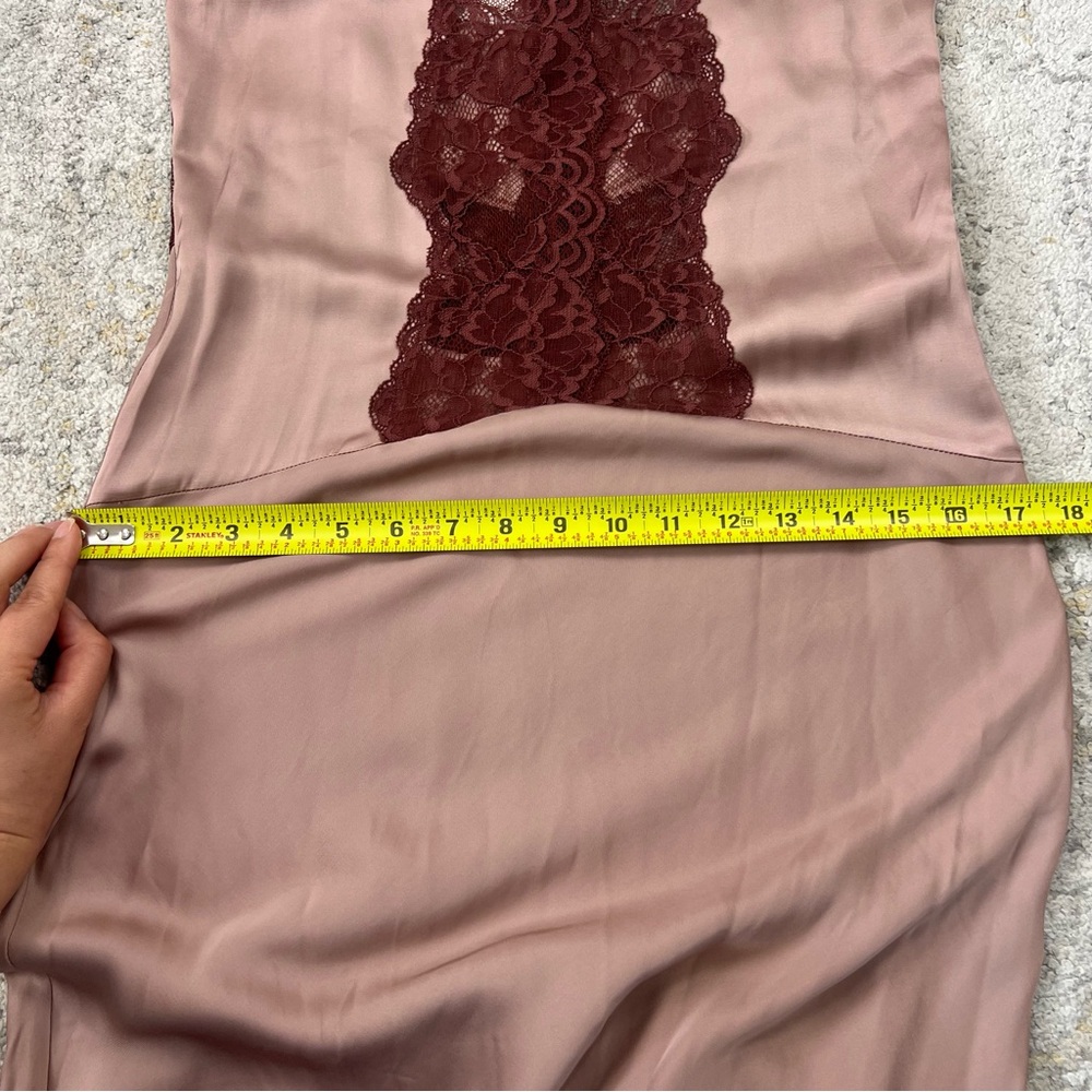 NWT ZARA Satin Style Lace Slip Dress Dusty Rose Deep Red Lace Size S Festival - Picture 10 of 11
